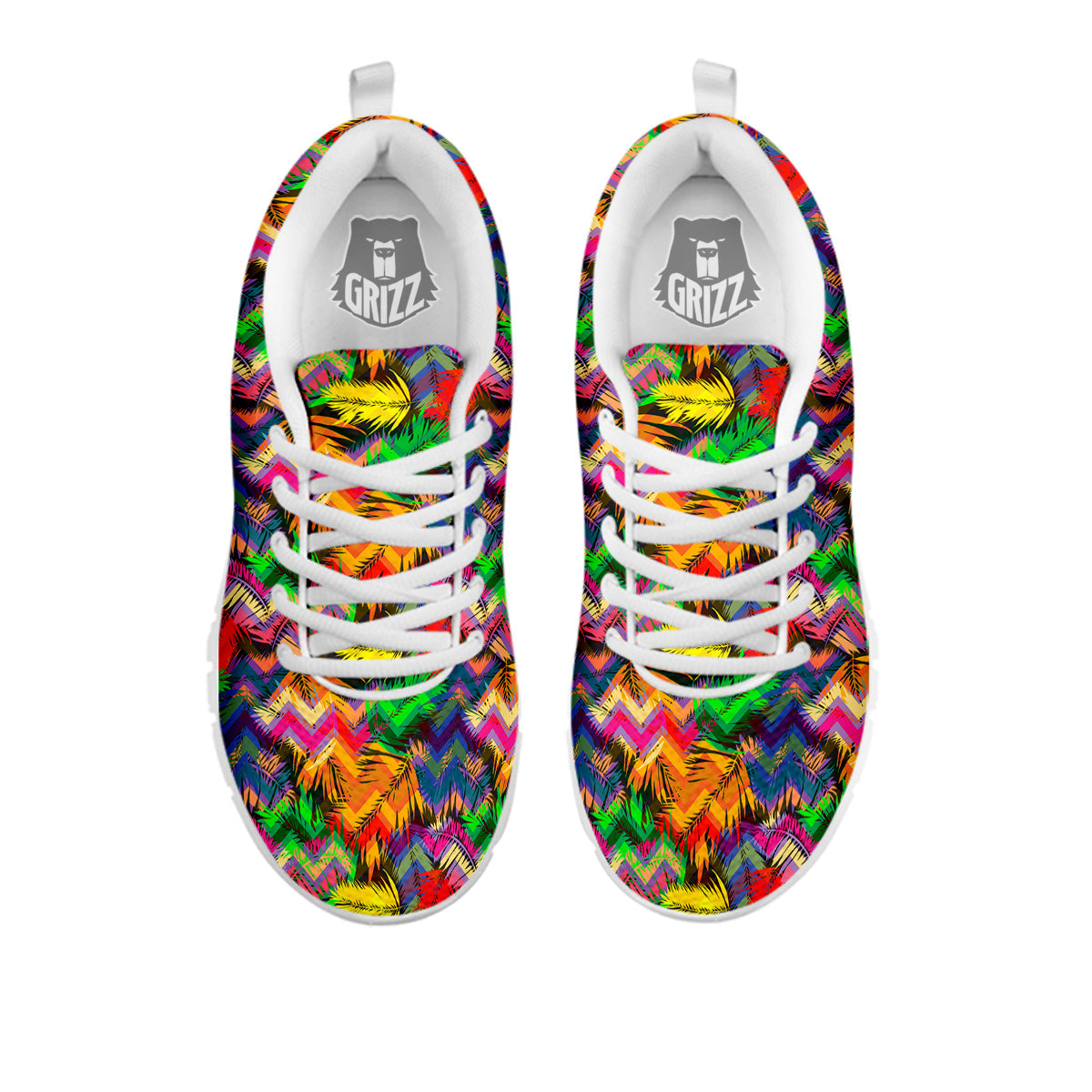Psychedelic Zigzag Tropical Print Pattern White Sneaker-grizzshop