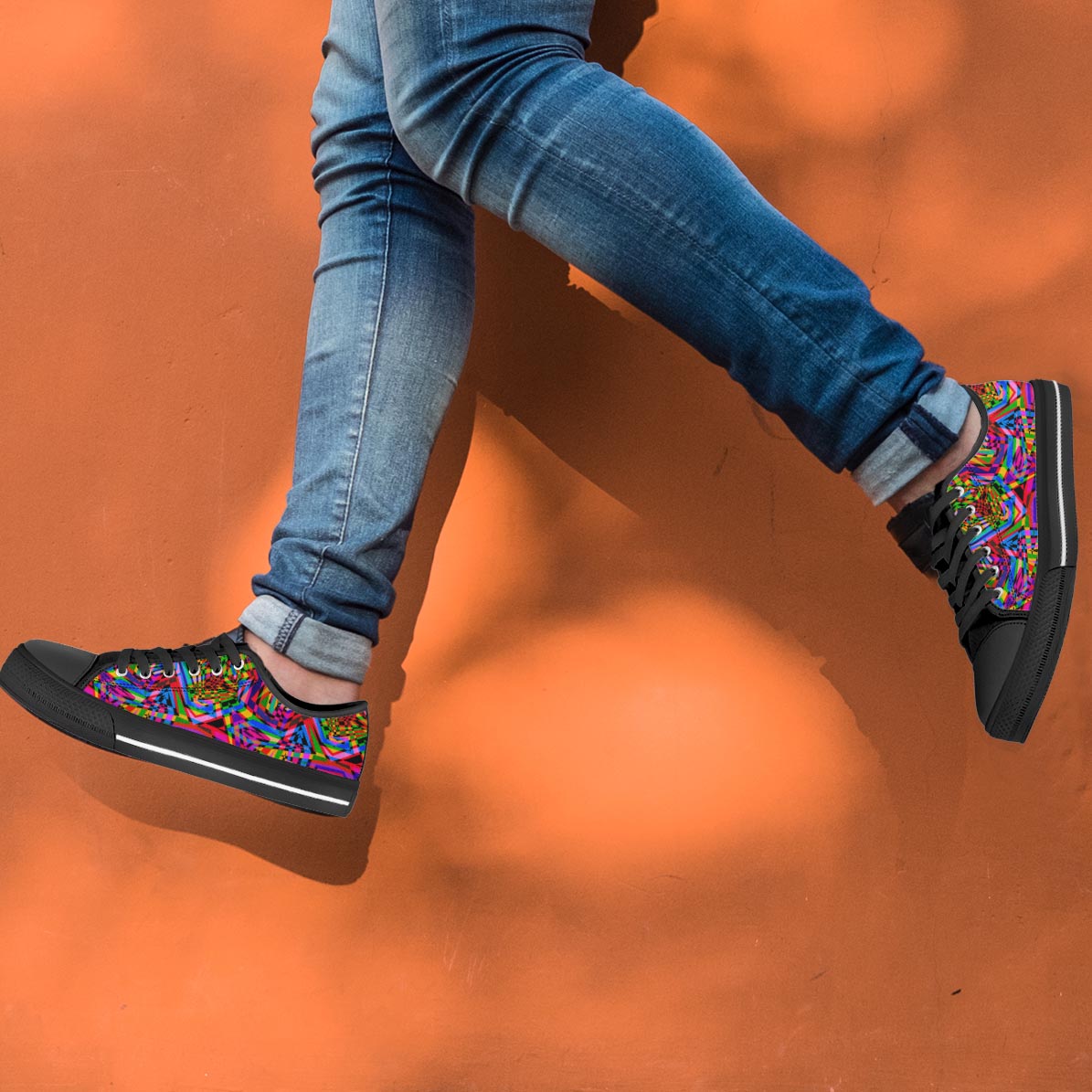 Psychedelic Geometric Multicolor Men's Low Top Shoes-grizzshop