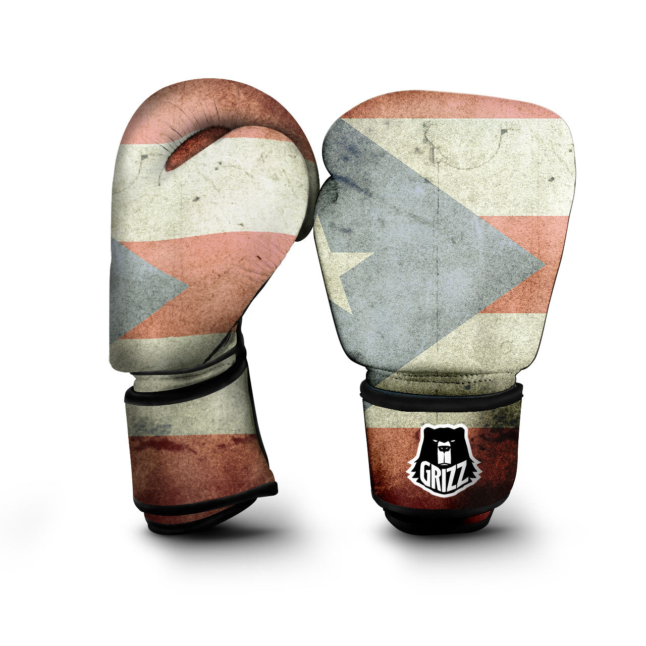 Puerto Rican Flag Grunge Print Boxing Gloves-grizzshop