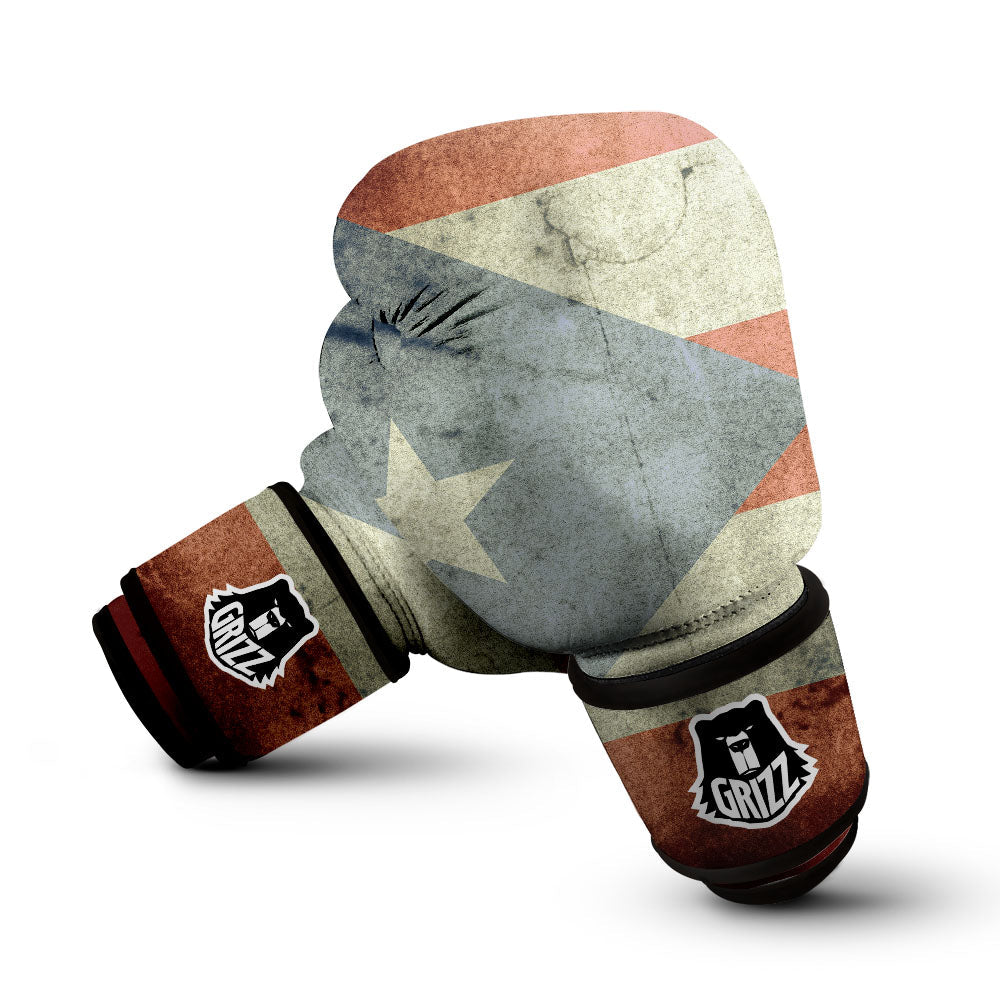 Puerto Rican Flag Grunge Print Boxing Gloves-grizzshop