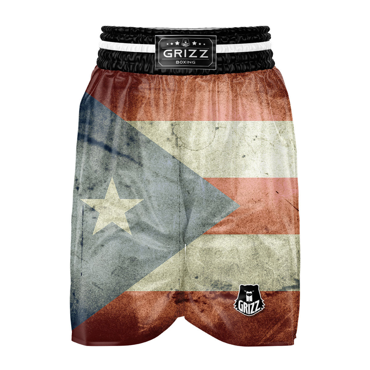 Puerto Rican Flag Grunge Print Boxing Shorts-grizzshop