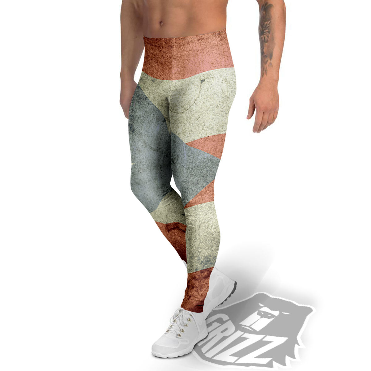Puerto Rican Flag Grunge Print Men's Leggings-grizzshop