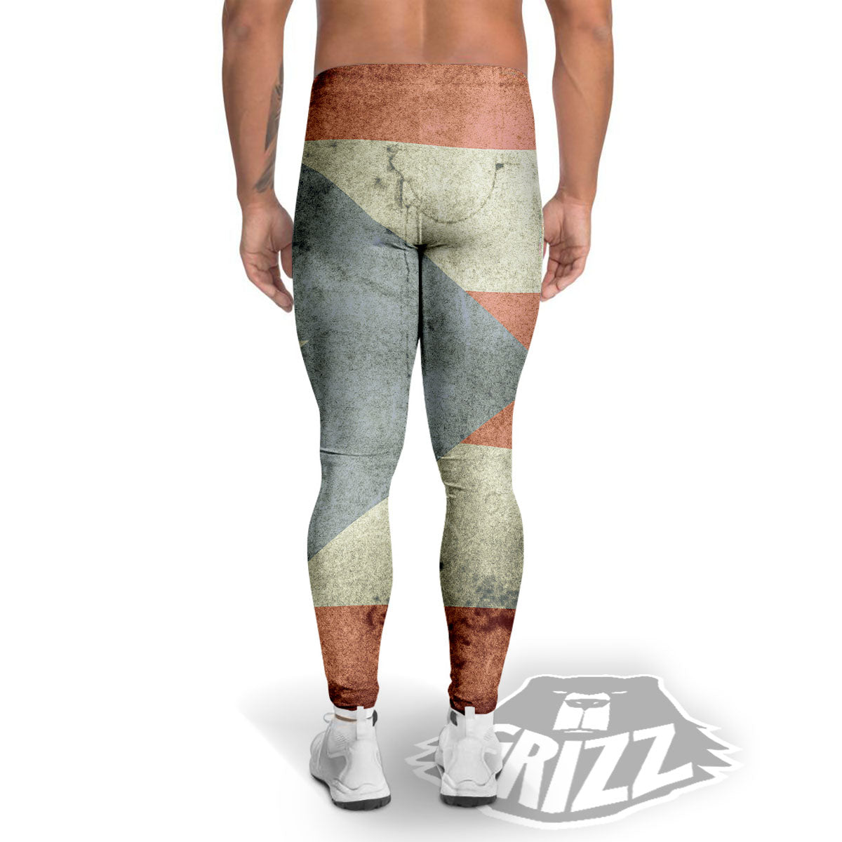 Puerto Rican Flag Grunge Print Men's Leggings-grizzshop