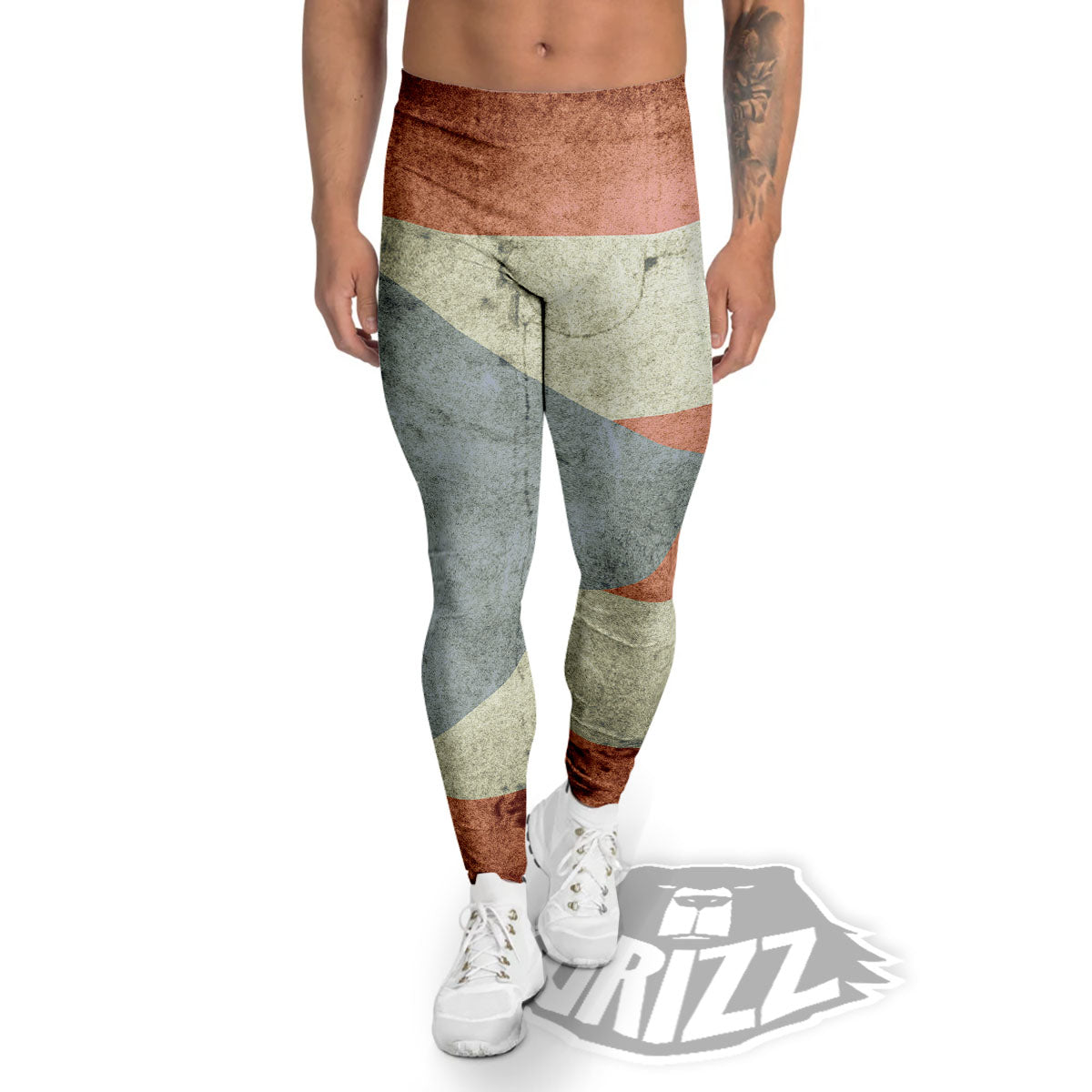 Puerto Rican Flag Grunge Print Men's Leggings-grizzshop