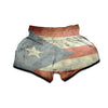 Puerto Rican Flag Grunge Print Muay Thai Boxing Shorts-grizzshop