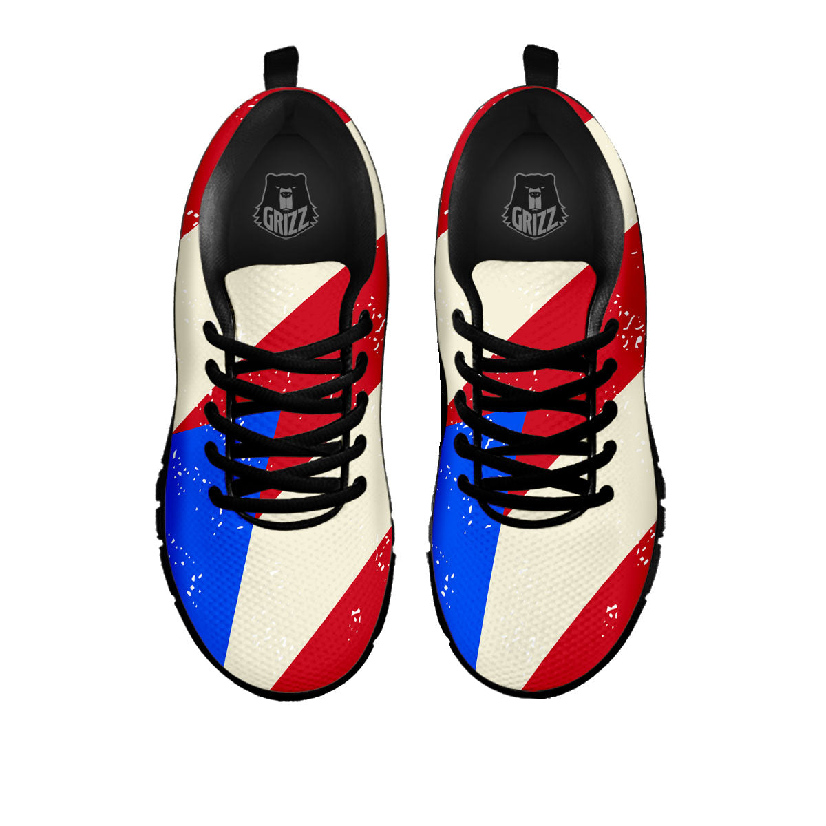 Puerto Rican Retro Flag Print Black Sneaker-grizzshop