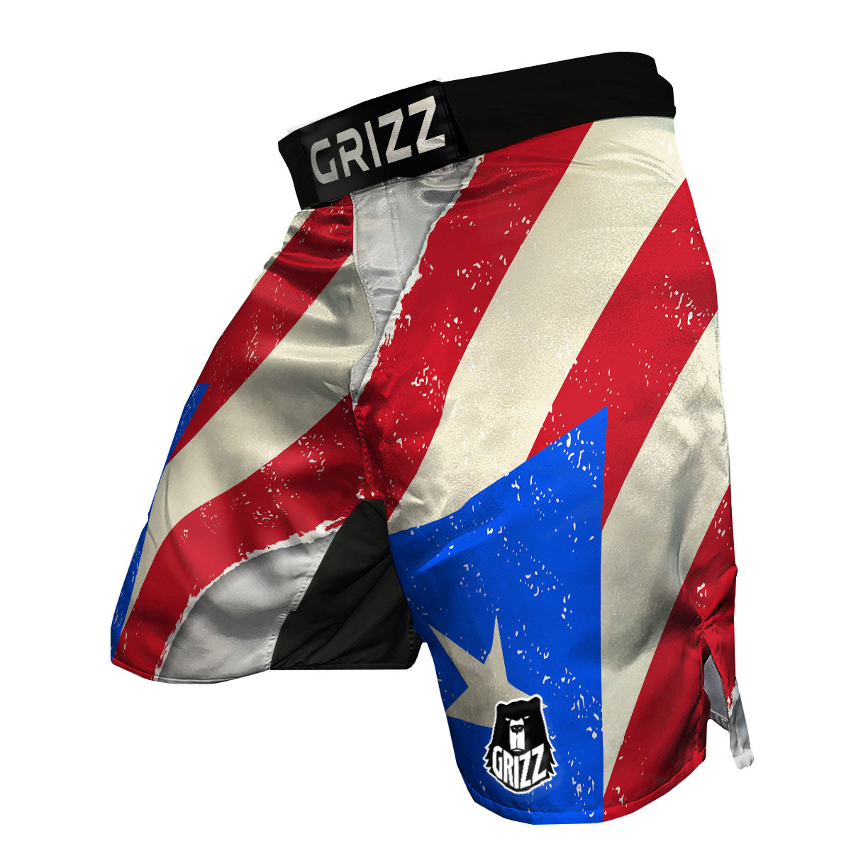 Puerto Rican Retro Flag Print MMA Shorts-grizzshop