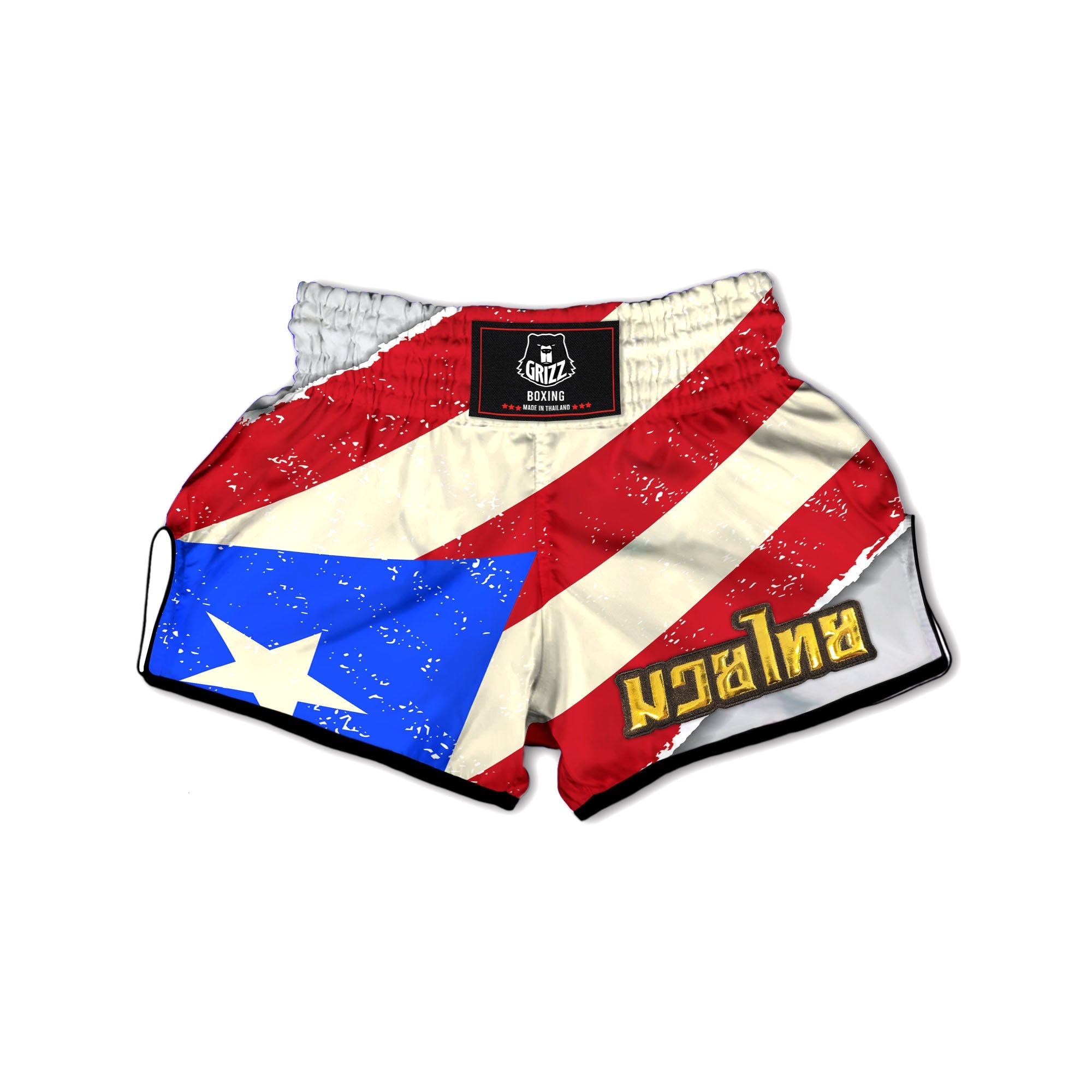 Puerto Rican Retro Flag Print Muay Thai Boxing Shorts-grizzshop