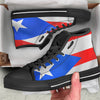 Puerto Rican Wrinkled Flag Print Black High Top Shoes-grizzshop