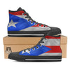 Puerto Rican Wrinkled Flag Print Black High Top Shoes-grizzshop