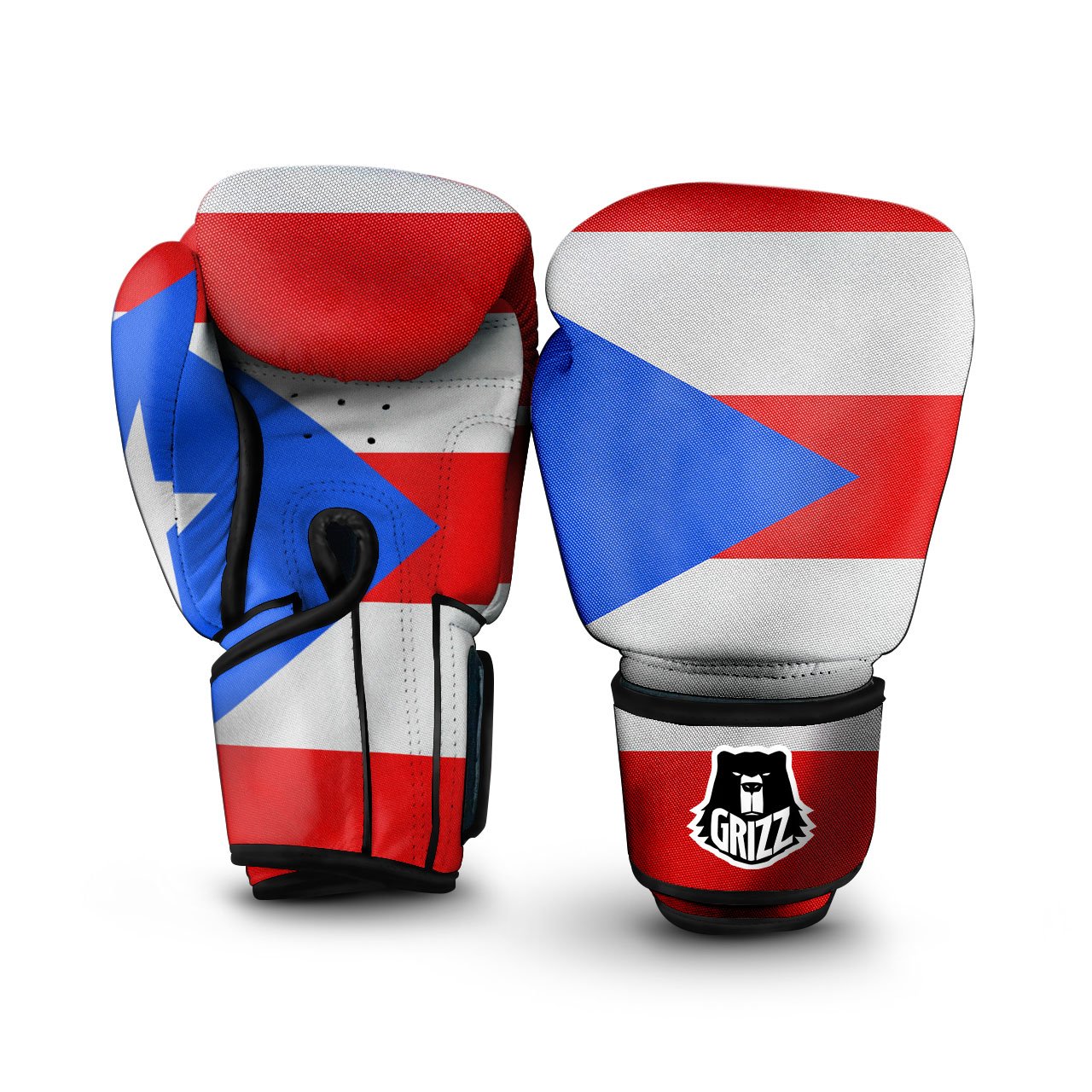 Puerto Rican Wrinkled Flag Print Boxing Gloves-grizzshop