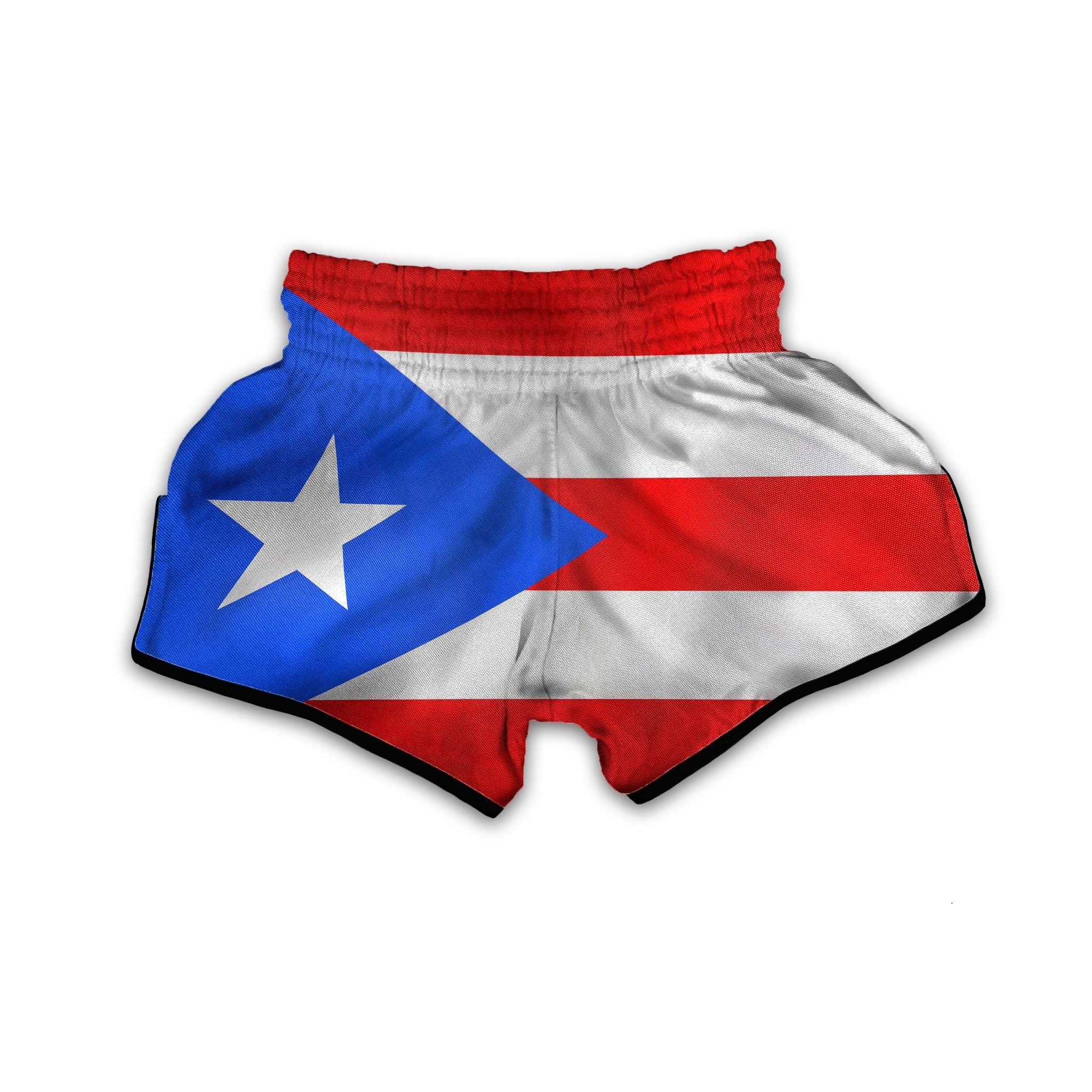 Puerto Rican Wrinkled Flag Print Muay Thai Boxing Shorts-grizzshop
