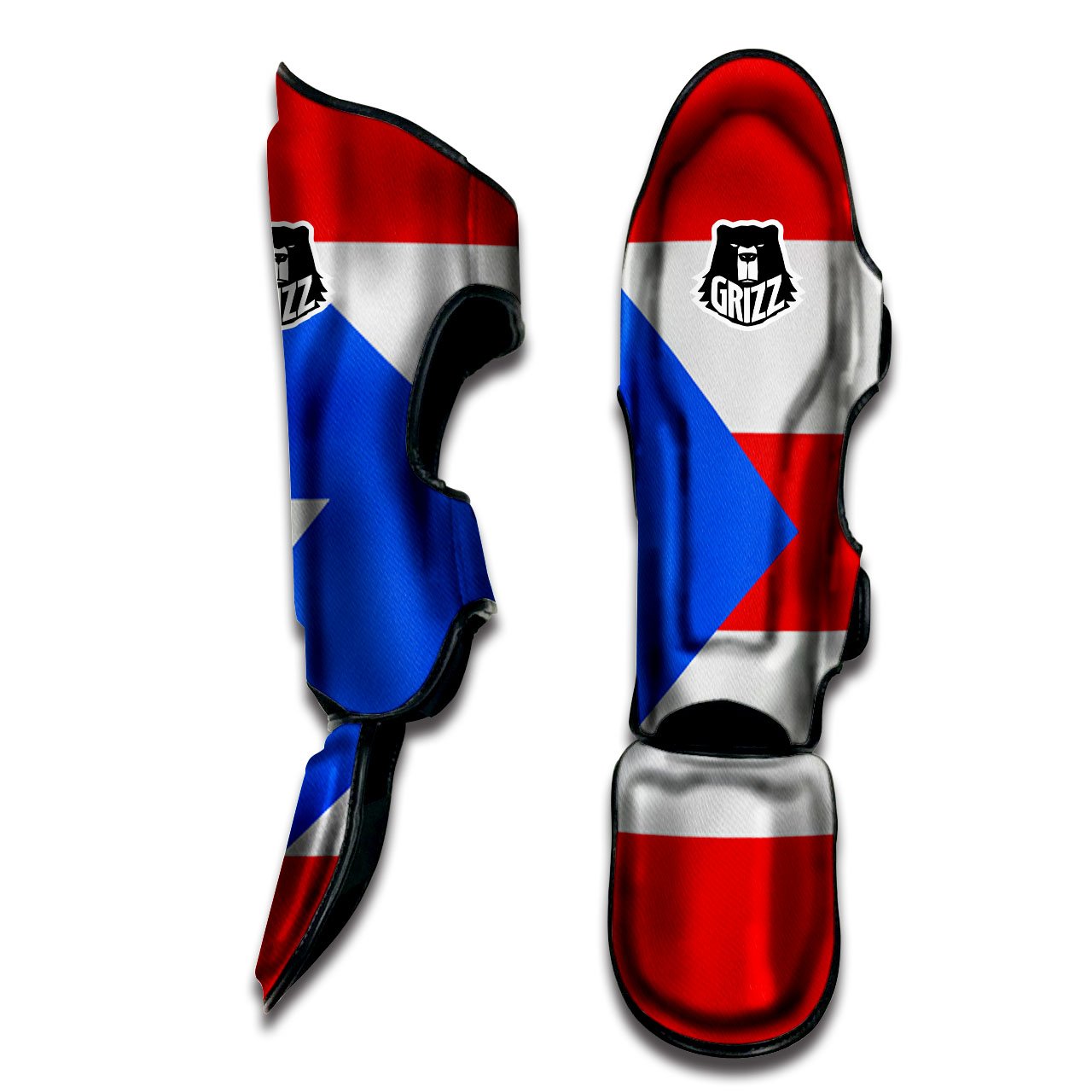 Puerto Rican Wrinkled Flag Print Muay Thai Shin Guards-grizzshop