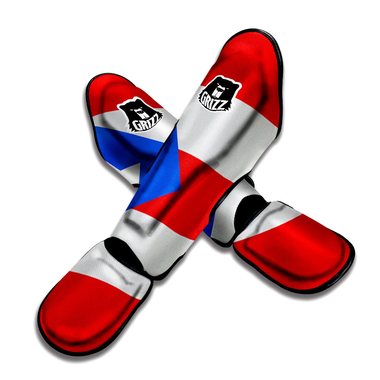 Puerto Rican Wrinkled Flag Print Muay Thai Shin Guards-grizzshop