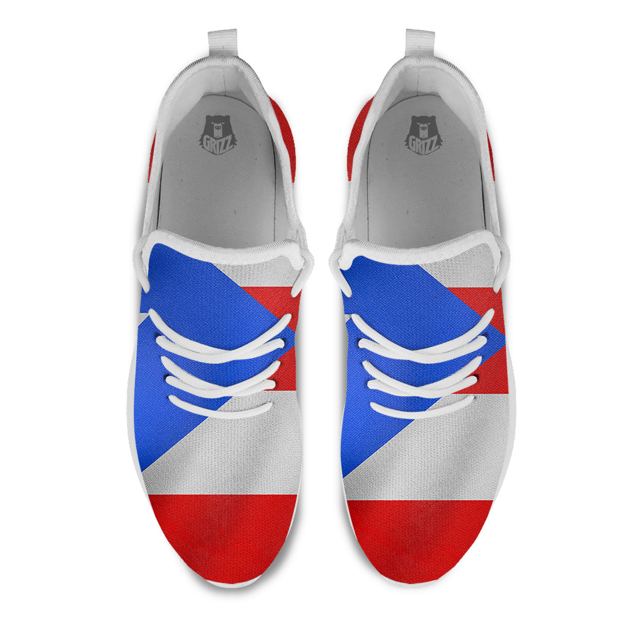 Puerto Rican Wrinkled Flag Print White Athletic Shoes-grizzshop