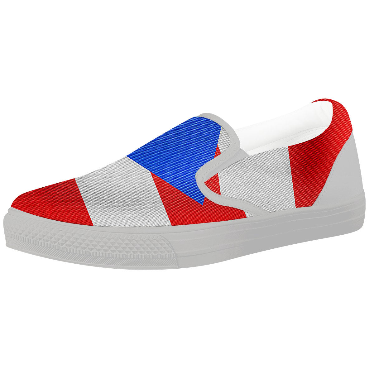 Puerto Rican Wrinkled Flag Print White Slip On Shoes-grizzshop