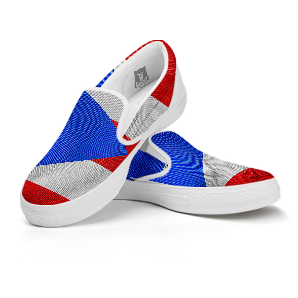 Puerto Rican Wrinkled Flag Print White Slip On Shoes-grizzshop