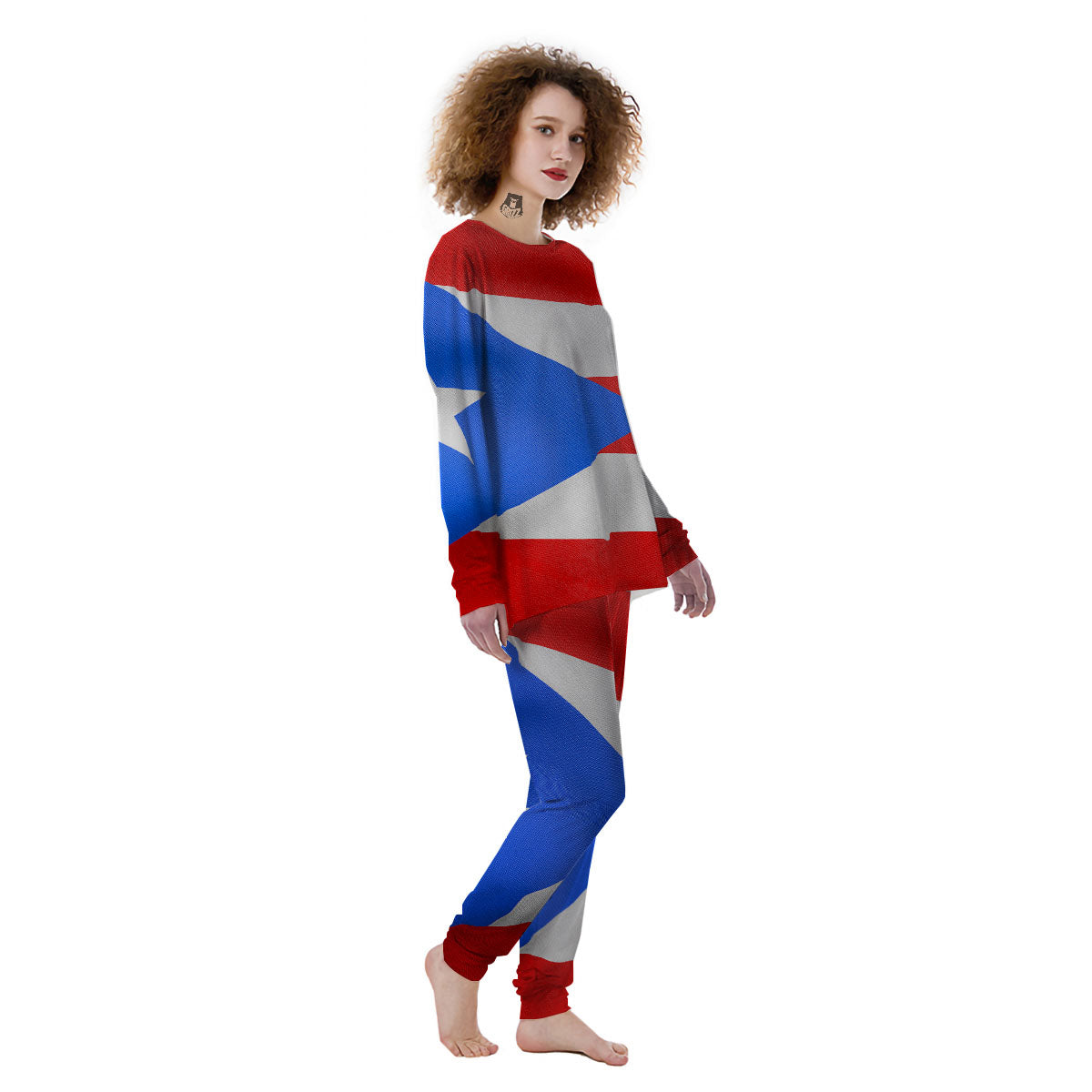 Puerto Rican Wrinkled Flag Print Women's Pajamas-grizzshop