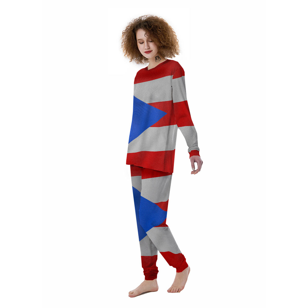 Puerto Rican Wrinkled Flag Print Women's Pajamas-grizzshop