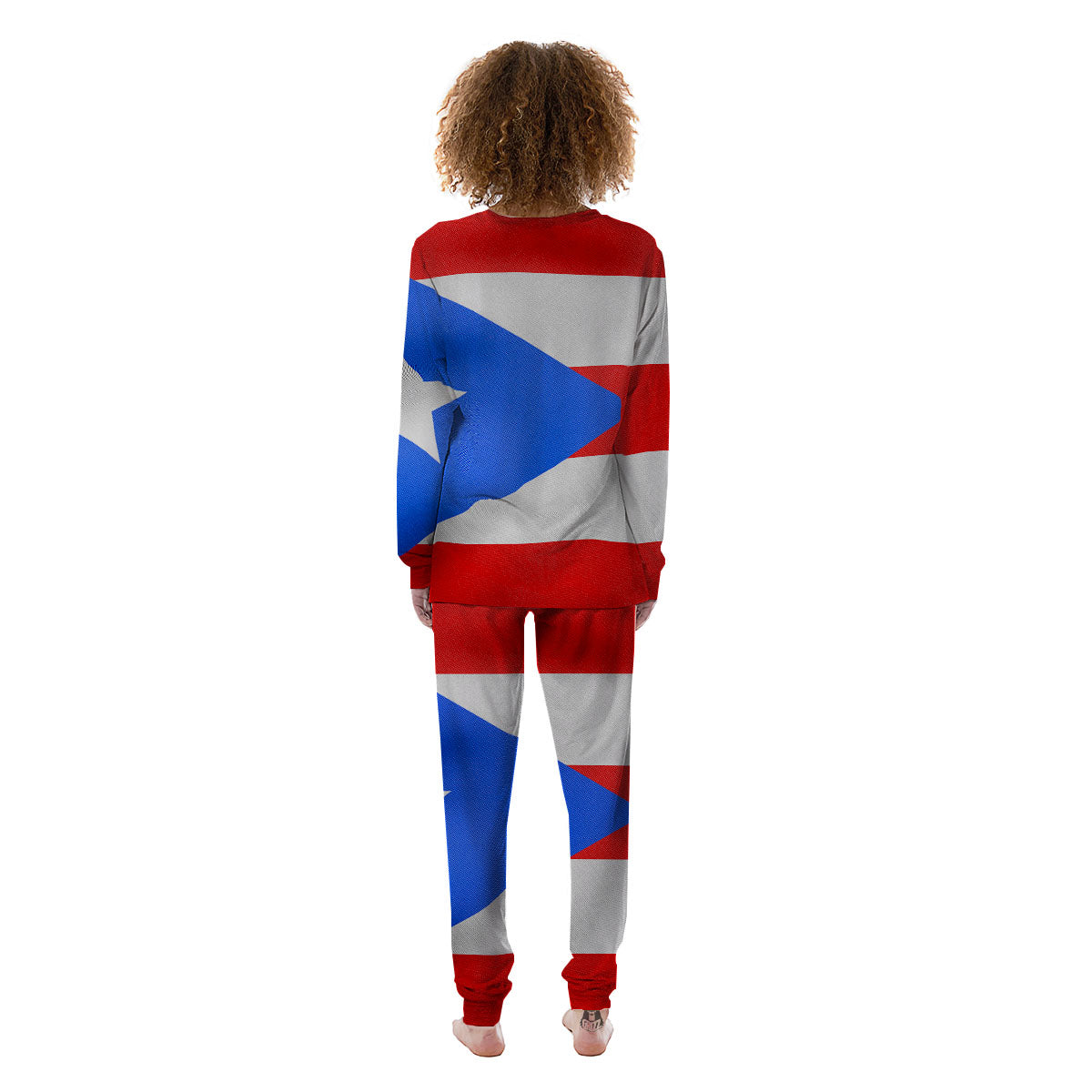 Puerto Rican Wrinkled Flag Print Women's Pajamas-grizzshop