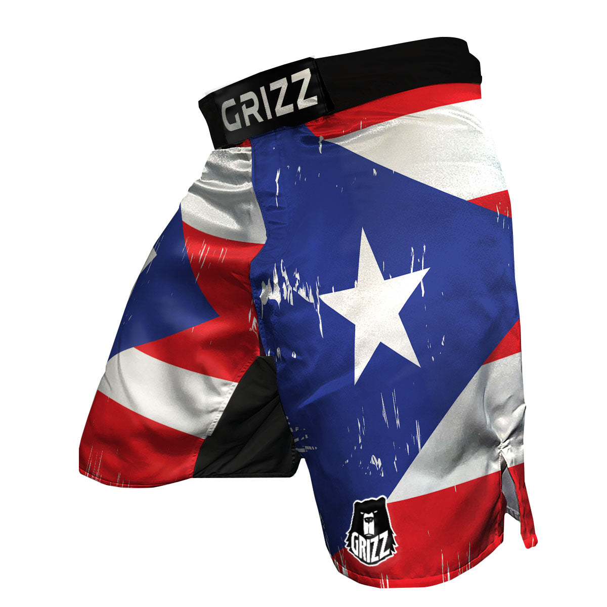 Puerto Rico Flag Print MMA Shorts-grizzshop