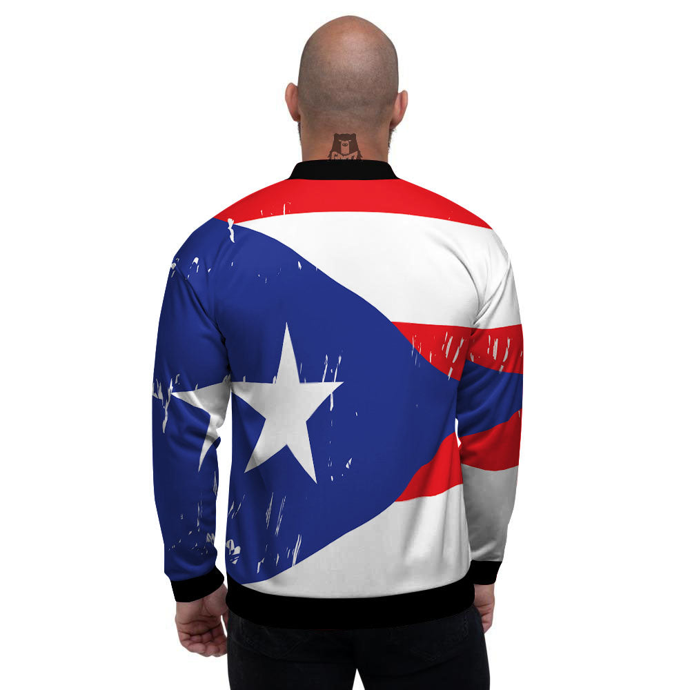 Puerto Rico Flag Print Men's Bomber Jacket-grizzshop
