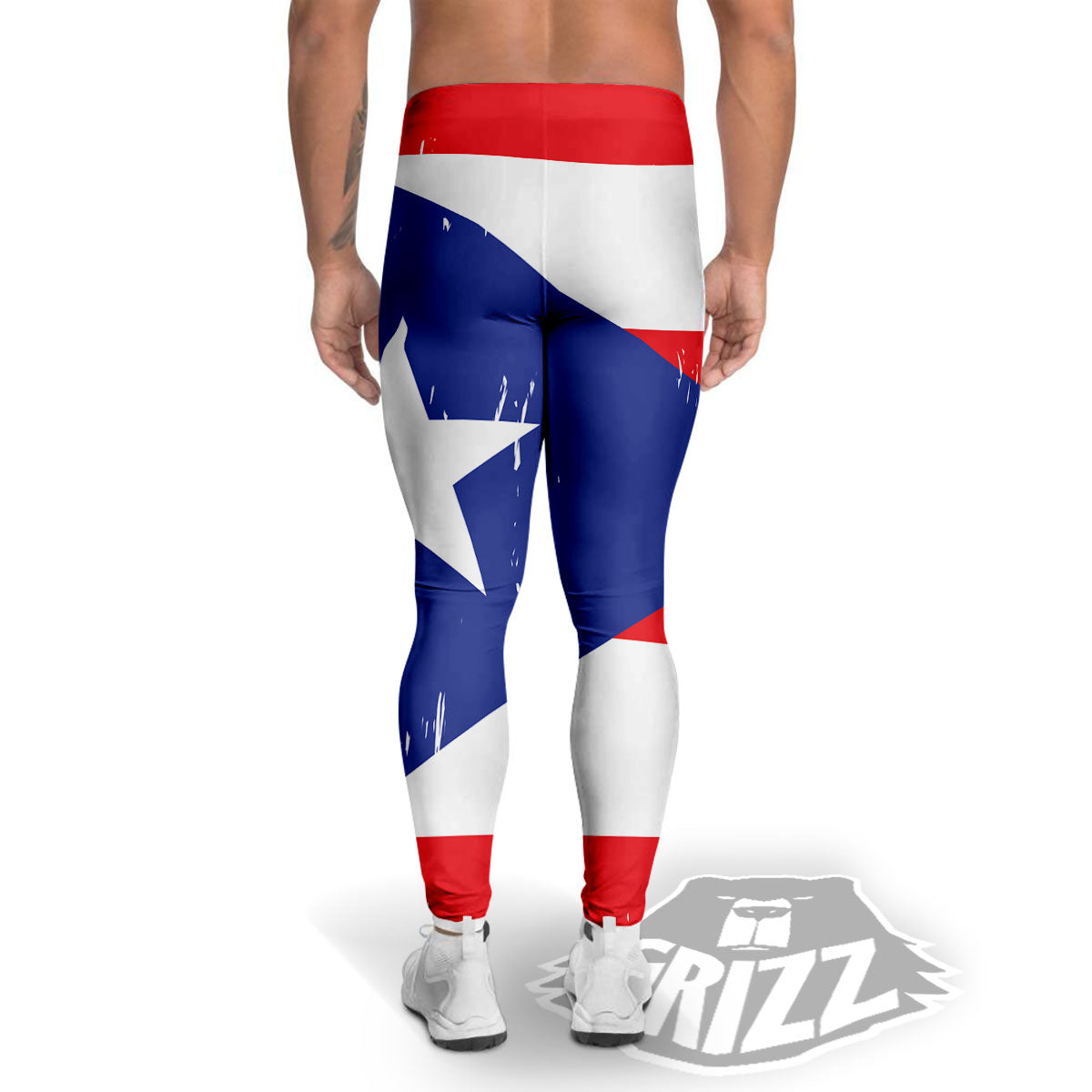 Puerto Rico Flag Print Men's Leggings-grizzshop