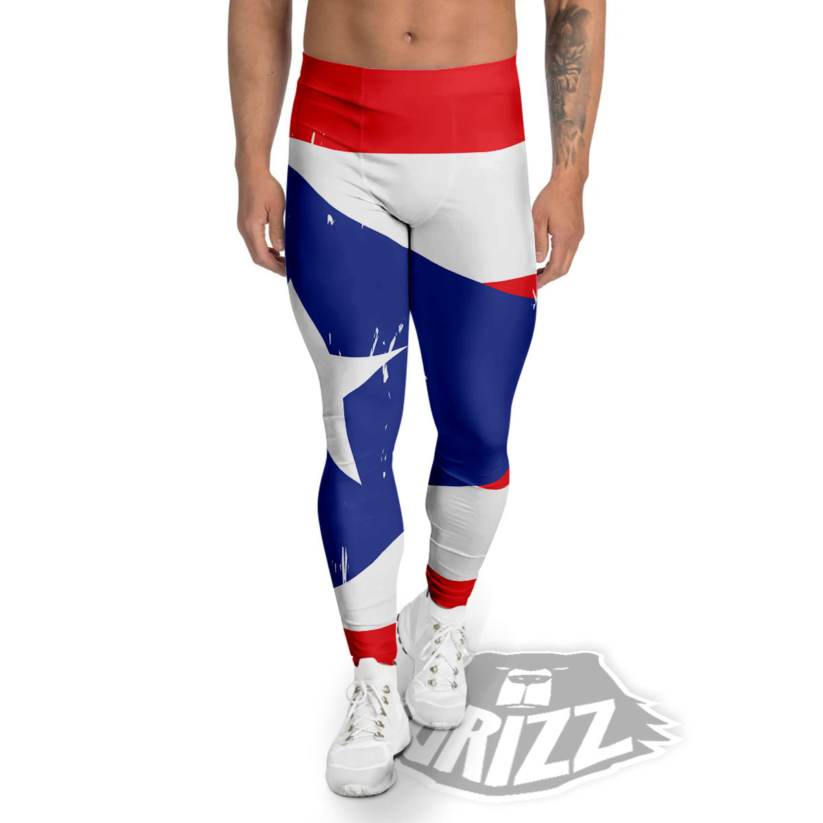 Puerto Rico Flag Print Men's Leggings-grizzshop