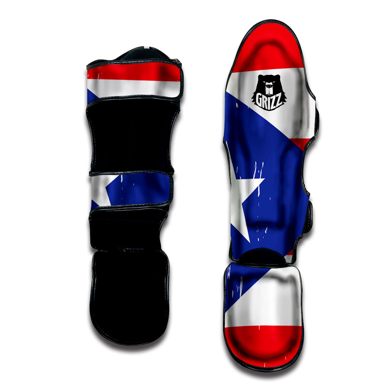 Puerto Rico Flag Print Muay Thai Shin Guards-grizzshop