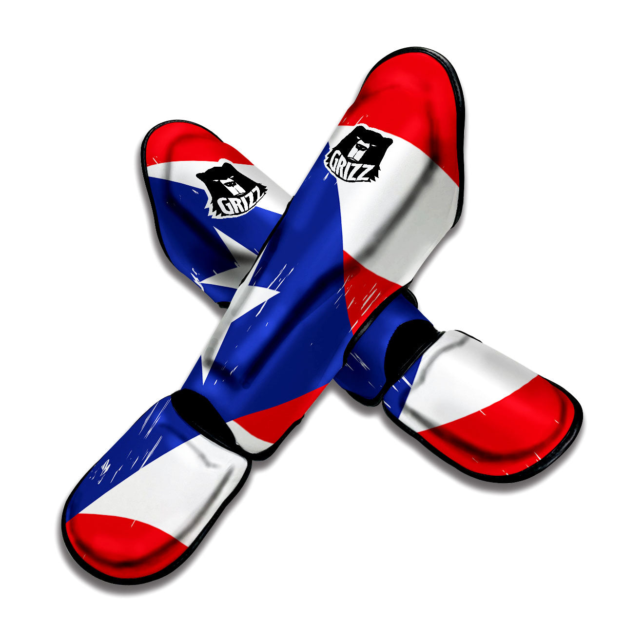 Puerto Rico Flag Print Muay Thai Shin Guards-grizzshop