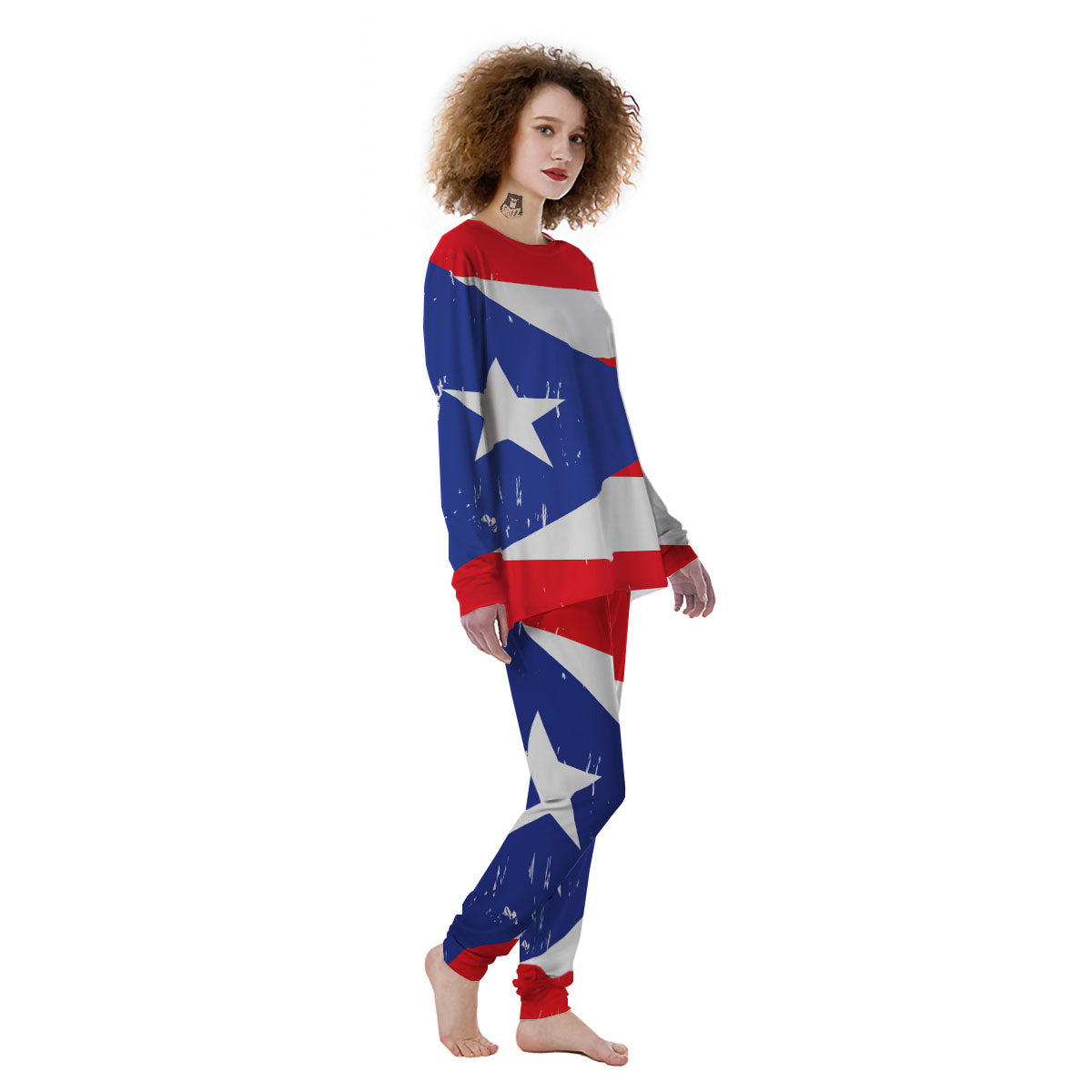 Puerto Rico Flag Print Women's Pajamas-grizzshop