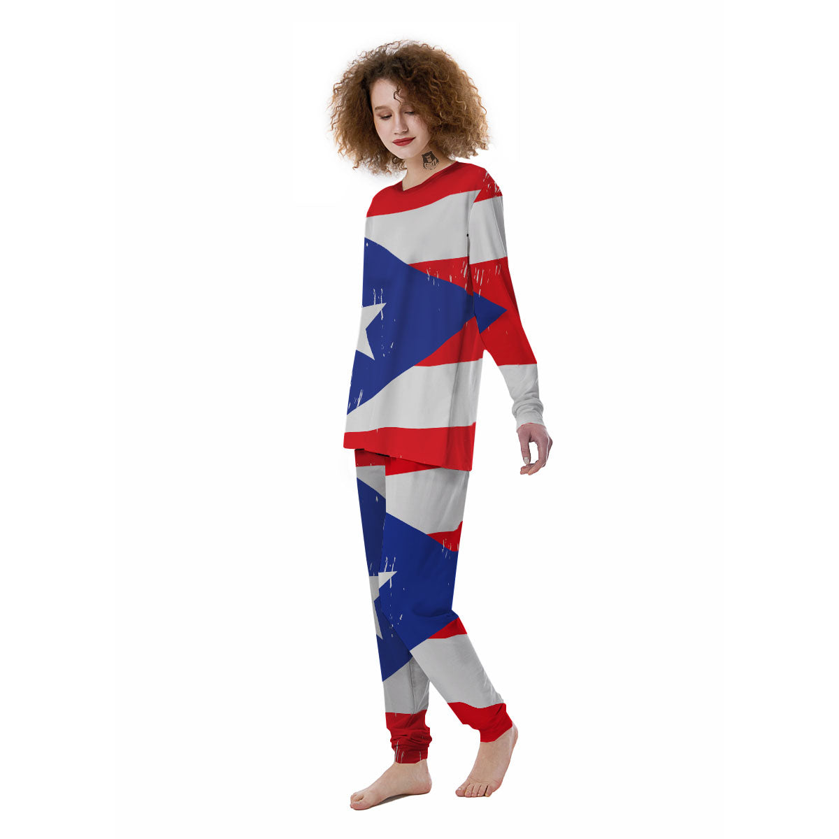 Puerto Rico Flag Print Women's Pajamas-grizzshop