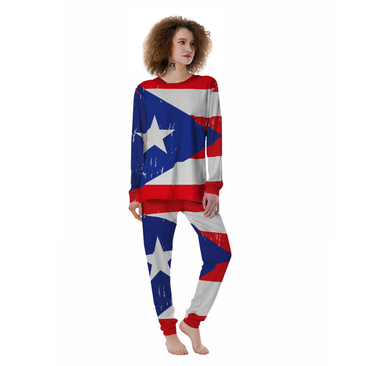 Puerto Rico Flag Print Women's Pajamas-grizzshop