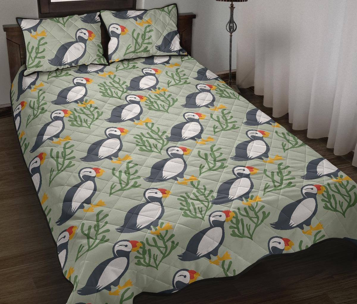Puffin Cute Pattern Print Bed Set Quilt-grizzshop