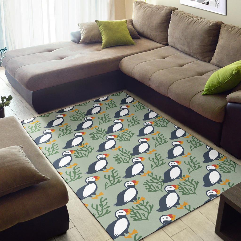 Puffin Cute Pattern Print Floor Mat-grizzshop