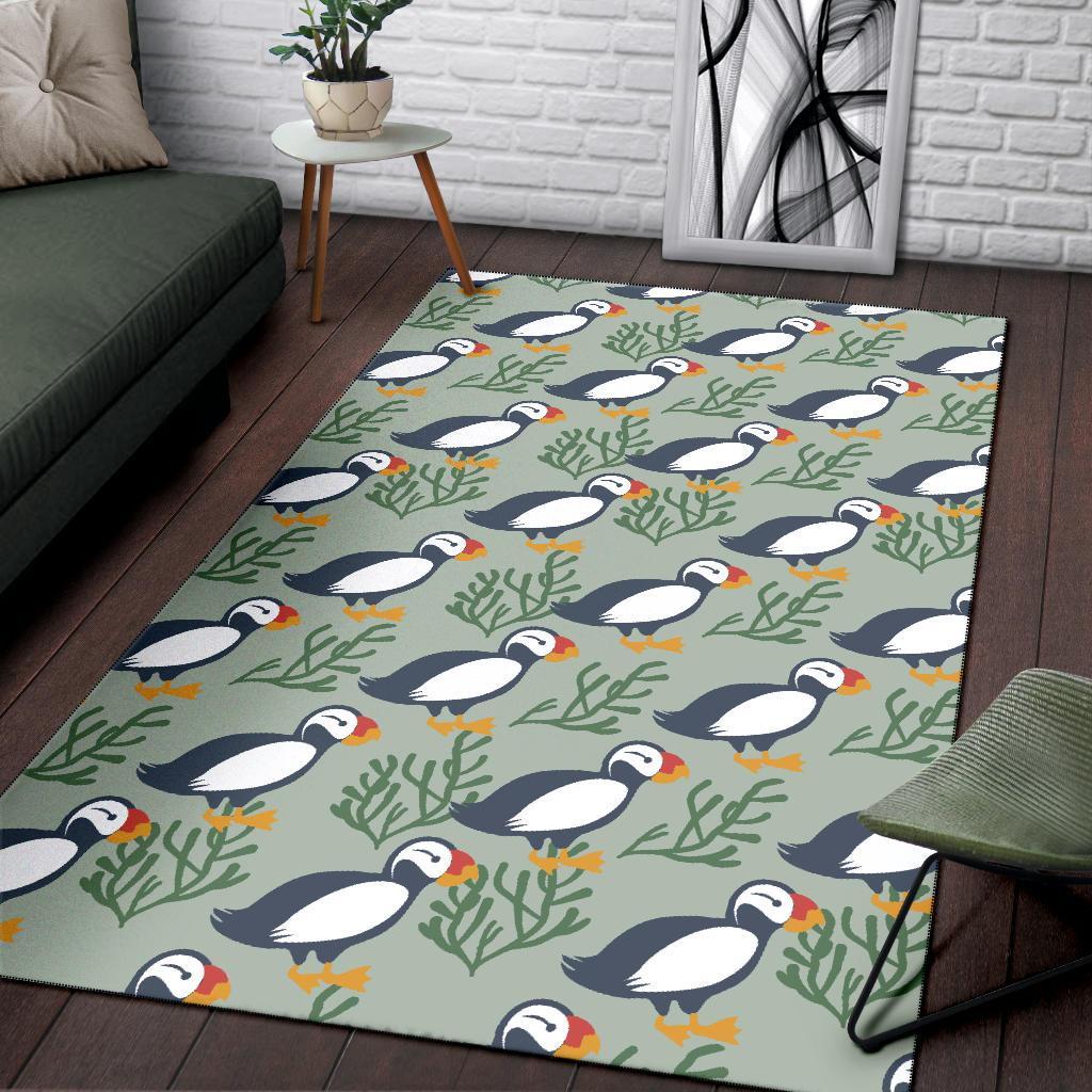 Puffin Cute Pattern Print Floor Mat-grizzshop