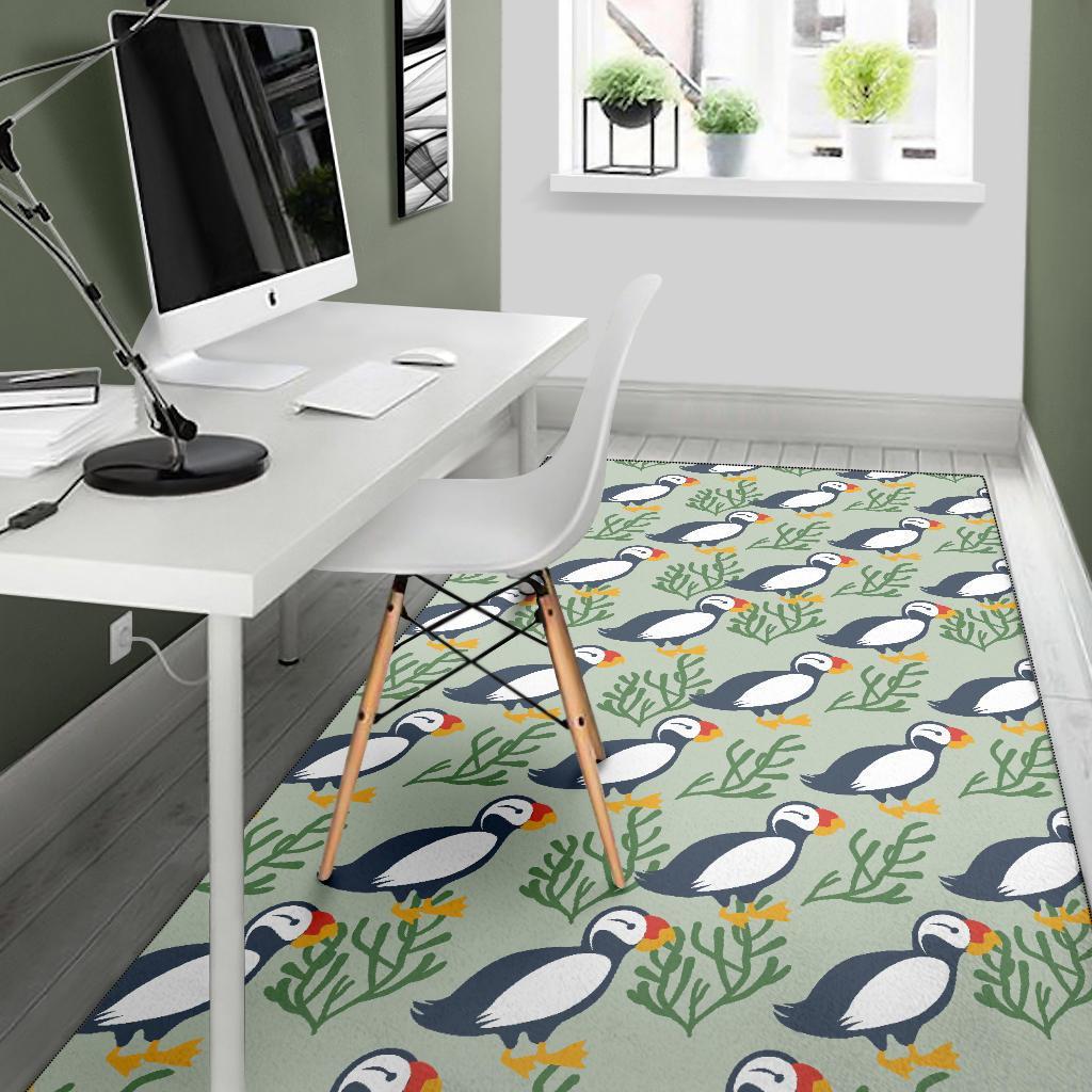 Puffin Cute Pattern Print Floor Mat-grizzshop