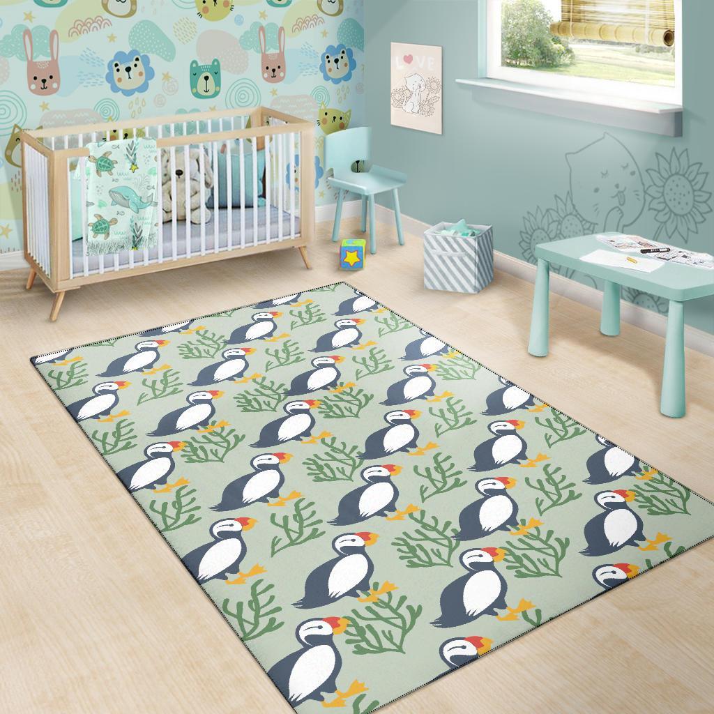 Puffin Cute Pattern Print Floor Mat-grizzshop