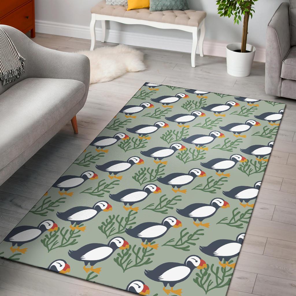 Puffin Cute Pattern Print Floor Mat-grizzshop