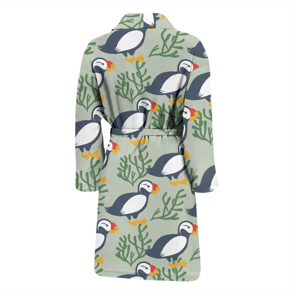 Puffin Cute Pattern Print Men Long Robe-grizzshop