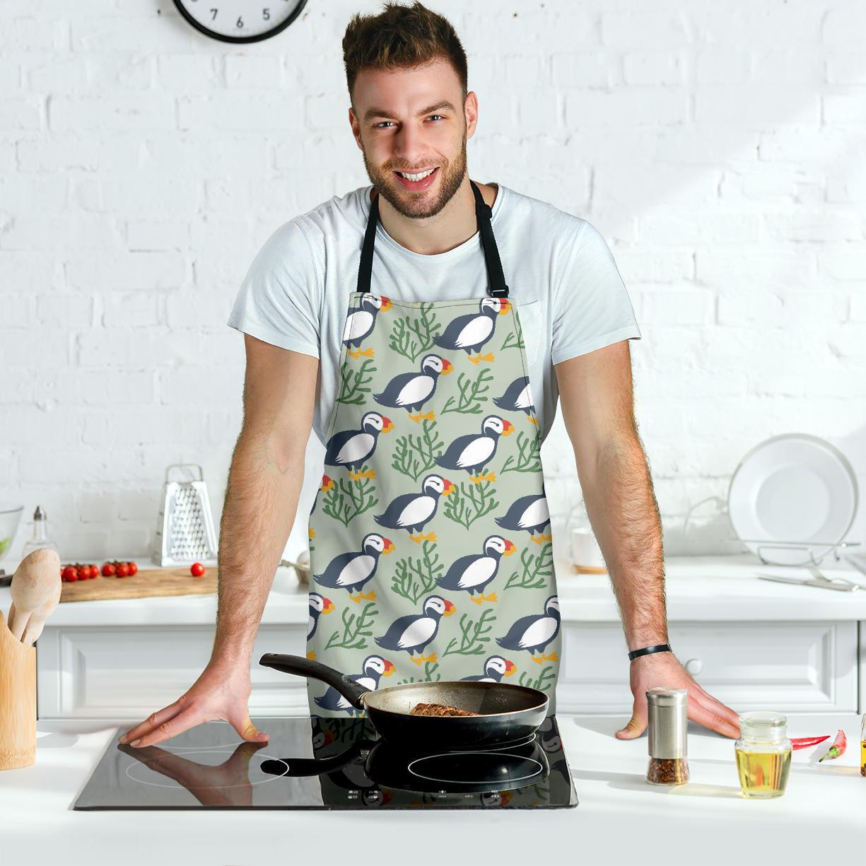 Puffin Cute Pattern Print Men's Apron-grizzshop