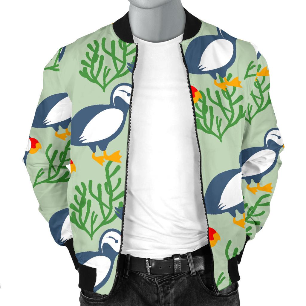 Puffin Cute Pattern Print Men's Bomber Jacket-grizzshop