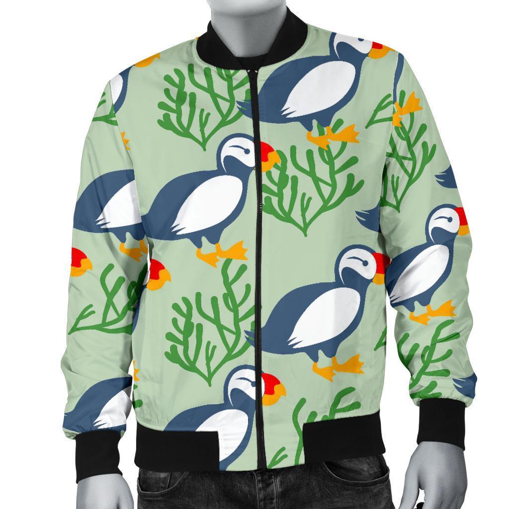 Puffin Cute Pattern Print Men's Bomber Jacket-grizzshop