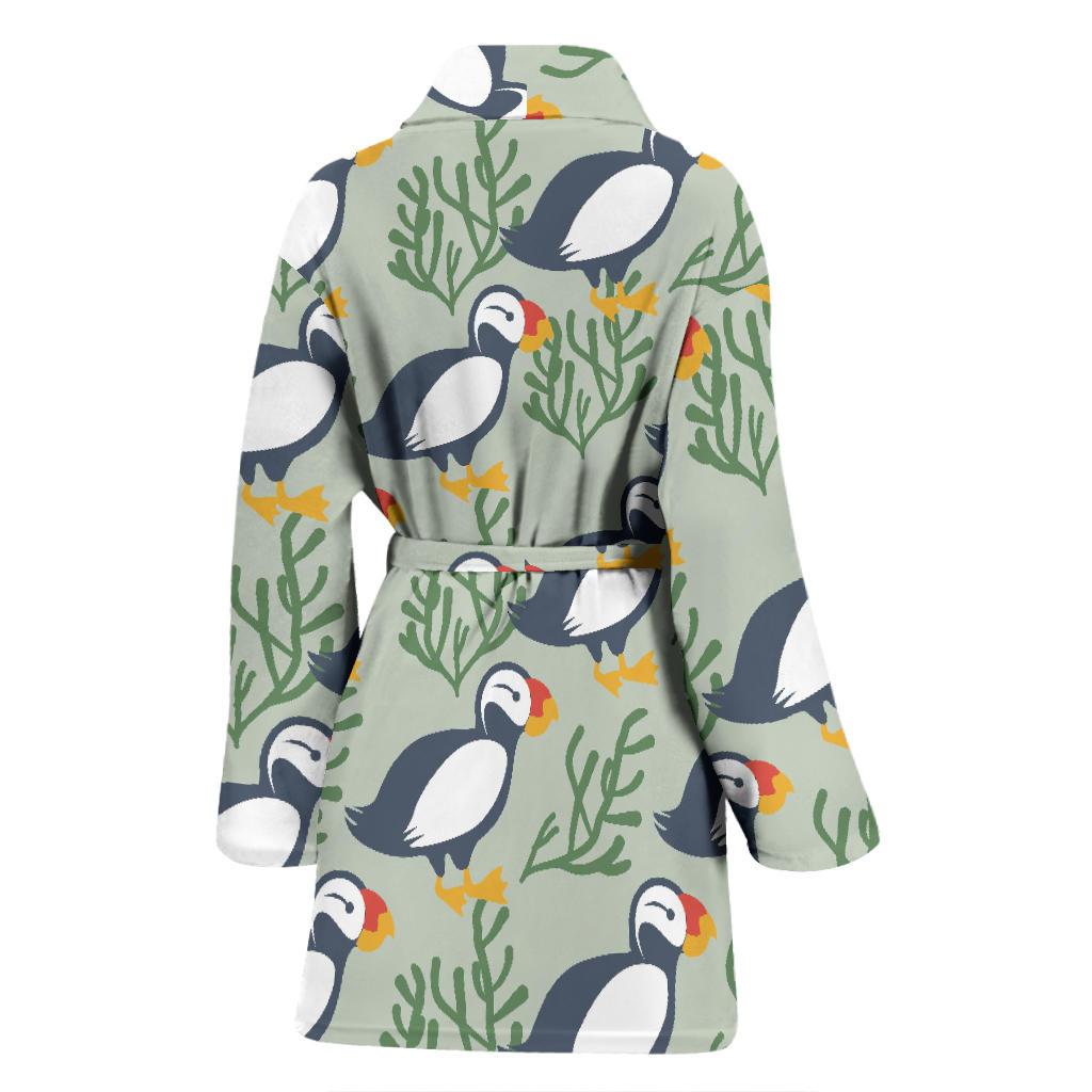 Puffin Cute Pattern Print Women Long Robe-grizzshop