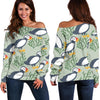 Puffin Cute Pattern Print Women Off Shoulder Sweatshirt-grizzshop