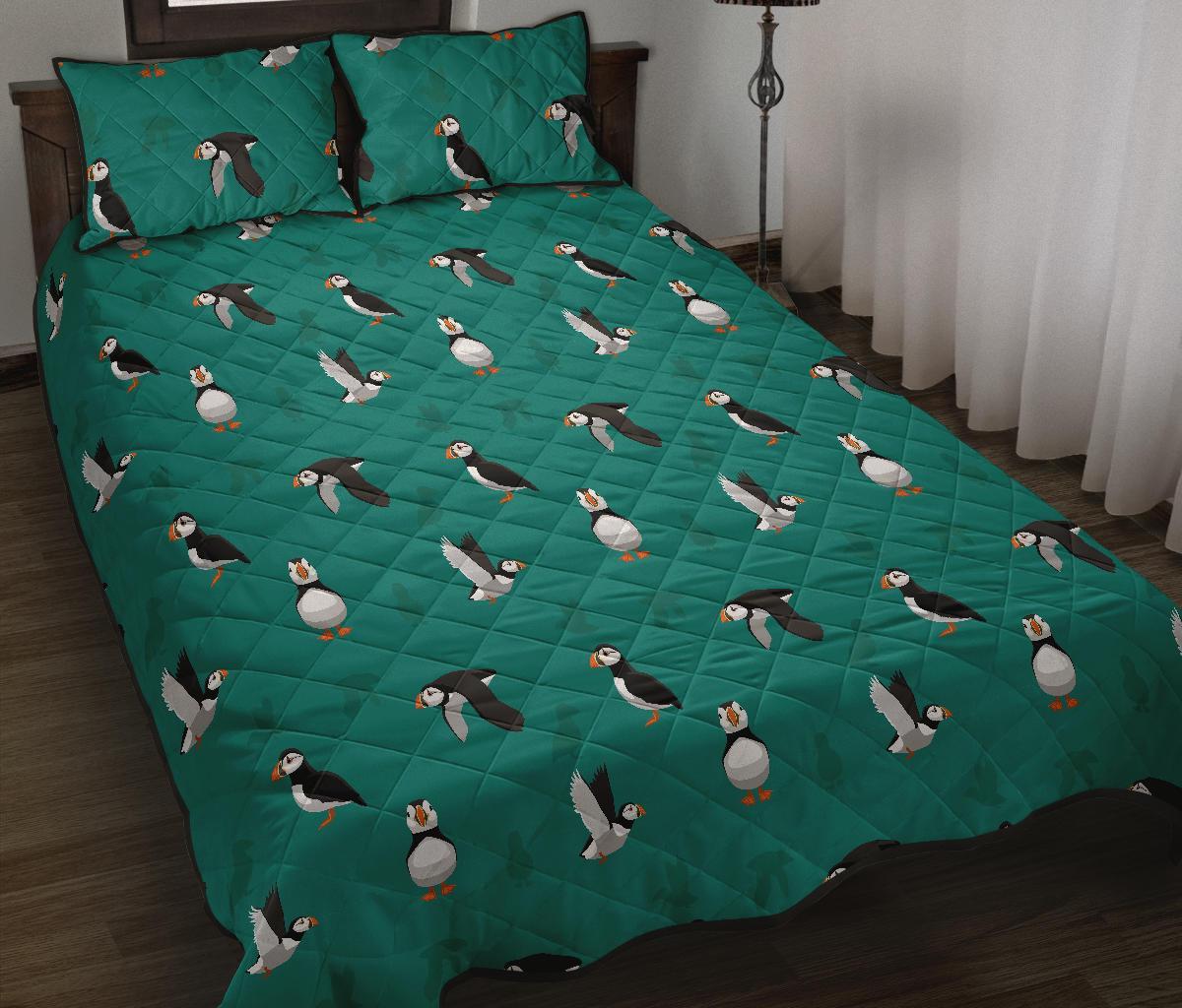 Puffin Pattern Print Bed Set Quilt-grizzshop