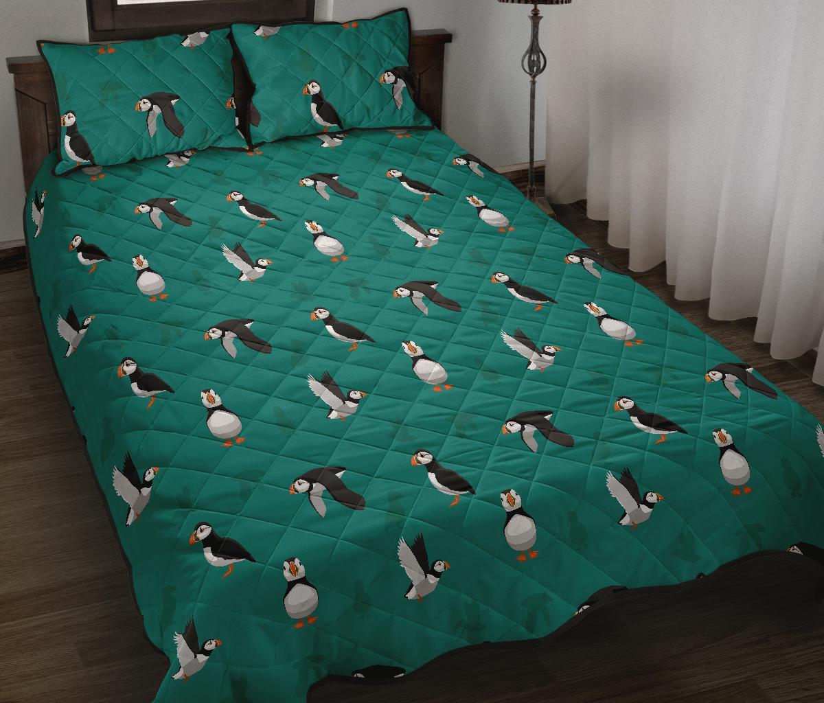 Puffin Pattern Print Bed Set Quilt-grizzshop