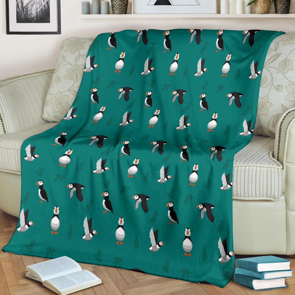 Puffin Pattern Print Blanket-grizzshop