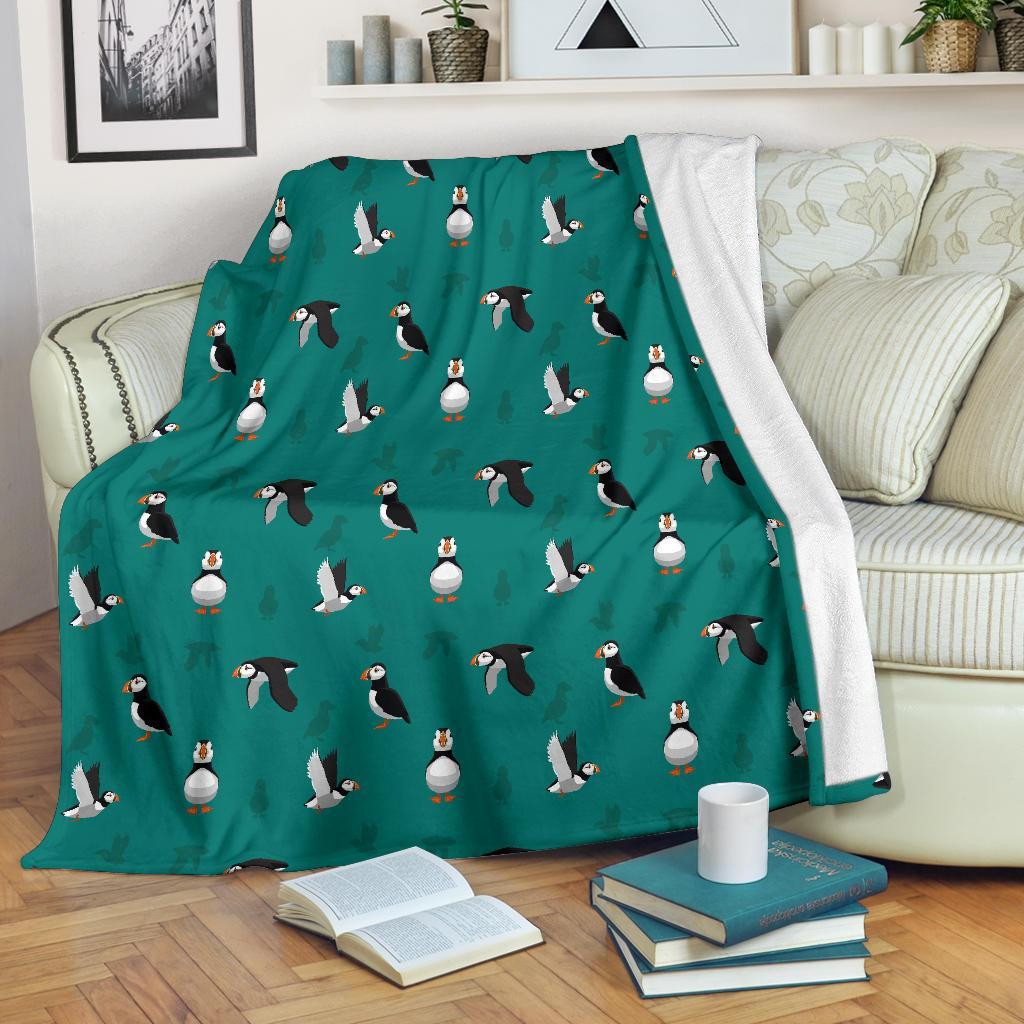 Puffin Pattern Print Blanket-grizzshop