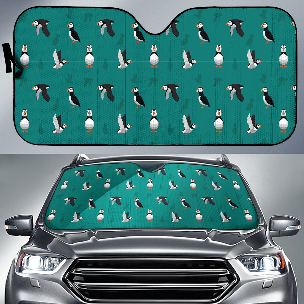 Puffin Pattern Print Car Sun Shade-grizzshop